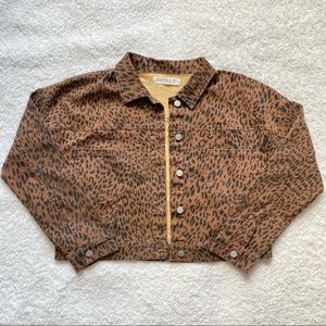 Leopard Print Cropped Denim Jacket